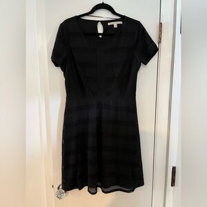 LC Lauren Conrad | Black Eyelet Midi Fit-and-Flare Dress - NWOT